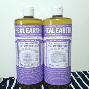 (2) 32 oz Dr Bronner's Castile soap Hemp Lavender